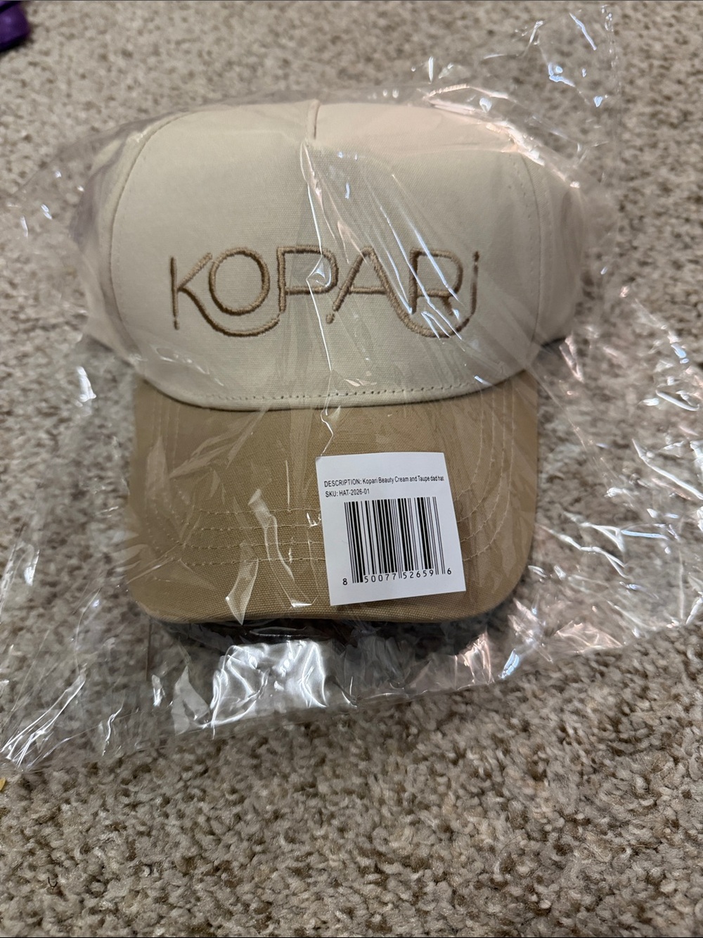Kopari Kids Cream and Tan Embroidered Logo Cap